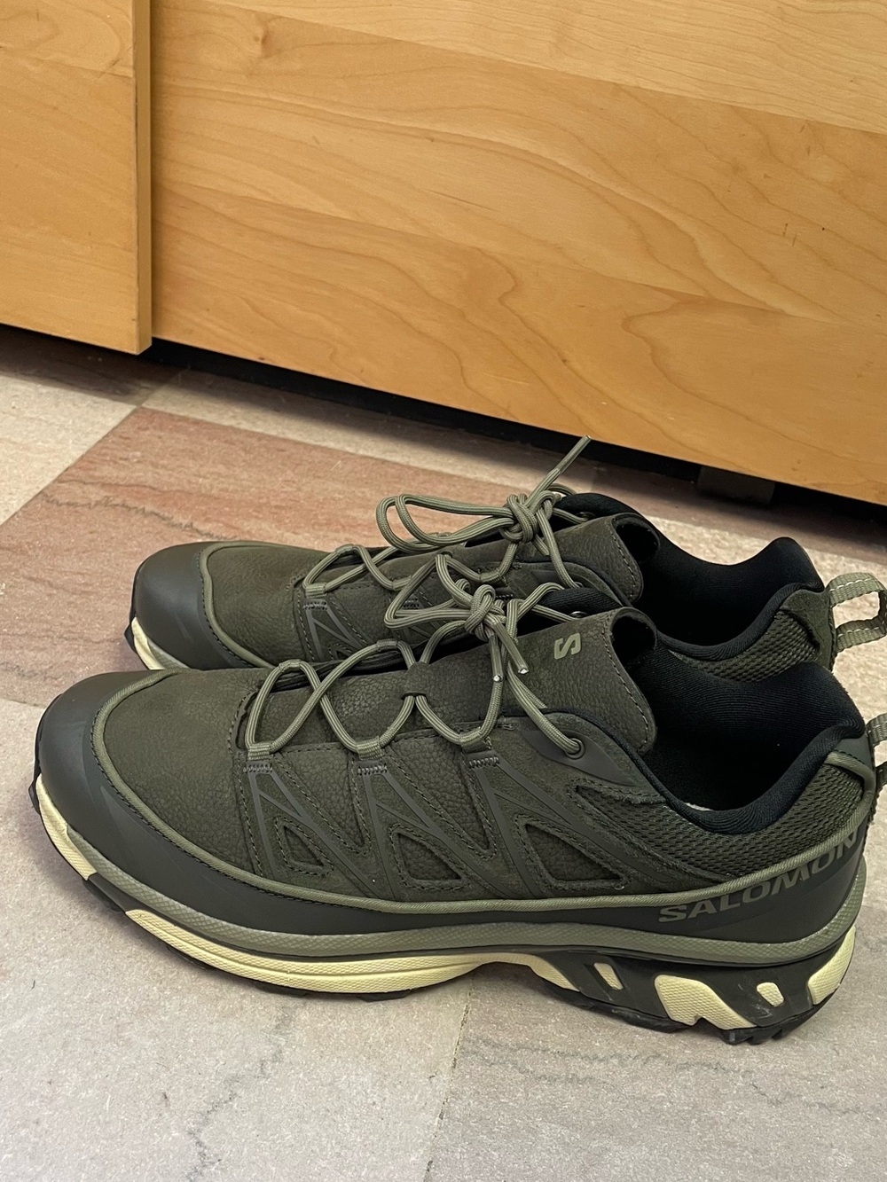 Salomon xt-6 expanse leather peat Men's Trail Sneaker in Olive Green - Picture 3 of 9